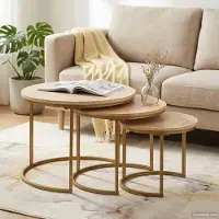 Prolenta Maison Exclusive - Table basse gigognes, 3 pièces, marron, 60 x 60 x 45 cm