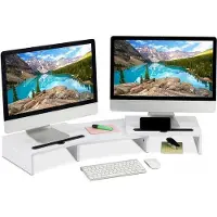 Merkloos Support de moniteur 2 écrans - réglable - 74-105 cm - blanc