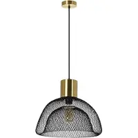 ARTE LAMP – Suspension lumineuse pour chambre à coucher, avec abat-jour en métal de couleur cuivre et structure noire. Suspension LED avec câble. Couleur : Noir, laiton