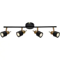 ARTE LAMP Spot de plafond LED 4 ampoules GU10 noir, spot de plafond d'intérieur, spot orientable pour salon, chambre et cuisine, spot avec câble