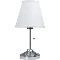 ARTE LAMP : Lampe de table décorative classique avec câble – Lampe de bureau LED avec abat-jour en tissu blanc, idéale pour le salon et la chambre. Couleur : Chrome, blanc. Dimensions : Lampe de table
