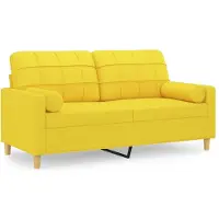 vidaXL Canapé 2 places avec coussins décoratifs jaune clair 140 cm Tissu