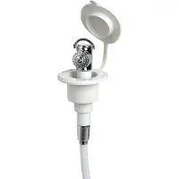 Osculati Douche avec bouton-pression Socle blanc Tuyau PVC 2,5m monté horizontalement, 1 pièce