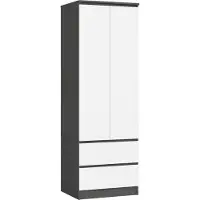 Akord Garde-robe Star S60 2 portes Gris Graphite/Blanc 180 cm