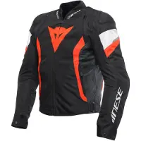 Dainese Avro 5 S26, veste textile pour moto, noir/blanc/rouge, taille 60