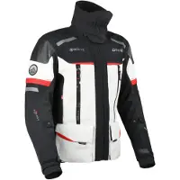 Dane Elec DANE Bornholm Pro blouson textile imperméable pour moto, gris clair/noir/rouge, 2XL
