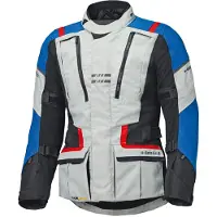 Held Veste de moto imperméable en tissu Hakuna Matata 3, gris clair/bleu/rouge, XL longue