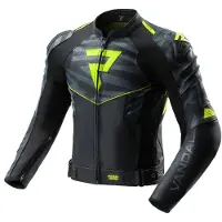 Rebelhorn Blouson de moto en cuir Vandal 2, noir/gris/jaune, taille 60
