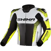 SHIMA STR 2.0 blouson en cuir pour moto, noir/blanc/jaune, 48