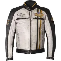 Helstons Indy Rag Leather Noir Blanc Jaune CE Blouson Taille M