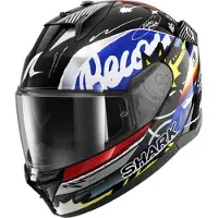 Shark D-Skwal 3 Streetrush, casque intégral ,Noir/Bleu/Blanc/Jaune ,M
