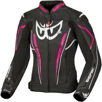 Berik Veste de moto en cuir pour femme Fufur, blanc/rose, taille 50