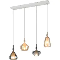 TRIO Lampe à suspendre, métal, blanc, mat, E14, 4-flamme, H 200cm