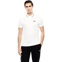 EA7 pour homme. 8NPF16_PJVUZ Polo Core Identity en piqué blanc (S), Casuel, Coton, Manche courte
