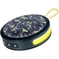 BigBen Interactive BIGBEN Party - Enceinte Bluetooth ronde avec lanière et effets lumineux - 15 W - Noir et jaune camouflage
