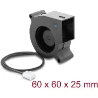 DeLOCK Radiallüfter / Lüftergebläse 12 V DC 60 x 60 x 25 mm mit 3-Pin Lüfteranschluss, schwarz (60 mm, 1x), Ventilateur PC, Noir