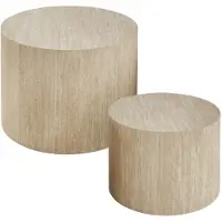 CALICOSY - Lot de 2 tables basses rondes empilables - MAIA