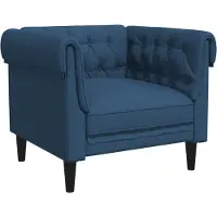 vidaXL Fauteuil Chesterfield Bleu Tissu