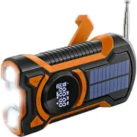 Just in Case Radio de Secours avec Panneau Solaire et Batterie Externe 5000 mAh Orange