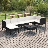 Prolenta Maison Exclusive - Salon de jardin 8 pièces avec coussins en polyrotin noir
