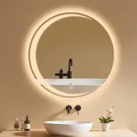 ZMH Miroir avec éclairage, miroir mural rond de 70 cm, LED, IP44. Miroir rond avec interrupteur tactile et fonction anti-buée. Miroir avec éclairage à intensité variable pour