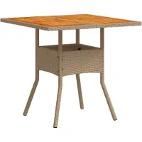 vidaXL Table de jardin beige 80x80x75 cm Poly rotin acacia