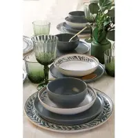 Keramika Set de vaisselle - Keraart Green Frame - 24 pièces - 6 personnes - faïence