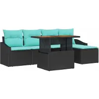 vidaXL Ensemble de canapés de jardin , 6 pièces, noir et turquoise