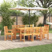 Prolenta Ensemble de jardin en bois d'acacia massif, couleur marron, comprenant 9 pièces