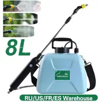OEM Pulvérisateur de jardin - 8 L - Rechargeable par USB - 3,7 V - Arroseur à 3 bras - 30 cm - Vert - Avec bandoulière