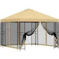Syfax Abri de jardin avec parois 3 x 3 m Crème Polyester et Acier