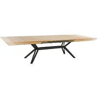 Meublorama Table de salle à manger RADIAM – MDF plaqué noyer clair et métal – 200-320 cm – Extensible