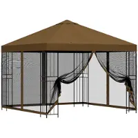 vidaXL Kiosque de jardin avec parois latérales, 3 x 3 m, taupe