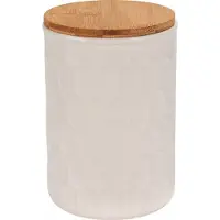 Wenko Boîte de conservation 0,9 L Boîte à provisions couvercle bambou céramique Boîte blanche brun