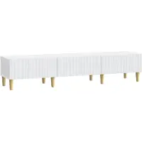 Syfax Meuble TV Blanc 147 x 34,5 x 30 cm Bois d'ingénierie