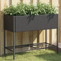 Prolenta Maison Exclusive - Jardinière avec espace de rangement, en polyrotin noir