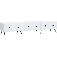 Syfax Meuble TV Blanc 147 x 34,5 x 30 cm Bois d'ingénierie