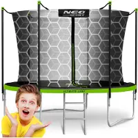 Neo-Sport Trampoline de jardin 8ft/252cm avec filet d'intérieur et échelle