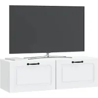 vidaXL Meuble TV mural blanc 98 x 31 x 30 cm en aggloméré