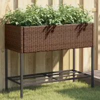 Prolenta Maison Exclusive - Jardinière avec espace de rangement, en polyrotin marron