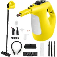 Costway Nettoyeur vapeur , pression de vapeur 2 bar, temps de chauffe 1 min, puissance 1400W, réservoir 400ml Nettoyeur vapeur manuel avec 14 accessoires Jaune