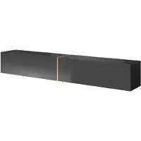 Selsey Table TV BISIRA - Tableau TV noir avec insert doré - largeur 200 cm - suspendue