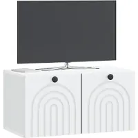 vidaXL Meuble TV mural blanc 59,5 x 31 x 30 cm en aggloméré