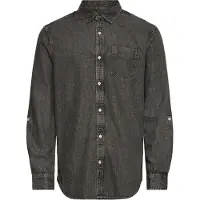 Scotch & Soda Washed 1 Pocket Black Long Sleeve Shirt Gris L Homme
