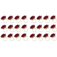 Semoic 24 Pièces Séries Rouge Rose Forme Serviette Boucle Serviette Anneau Fête de Mariage Saint Valentin Hôtel Table Décor Métal Or Porte-Serviette