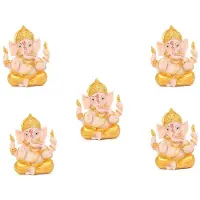 Semoic 5X Haidianzi Or Seigneur Ganesha Bouddha Statue ÉLéPhant Dieu Sculptures Figurines Ganesh