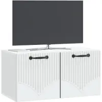 vidaXL Meuble TV mural blanc 59,5 x 31 x 30 cm en aggloméré