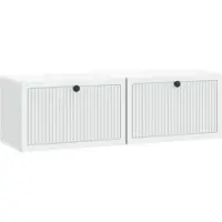vidaXL Meuble TV mural blanc 98 x 31 x 30 cm en aggloméré