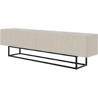 Selsey Veldio - Buffet TV, gris beige avec structure en métal noir, 175 cm