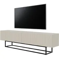 Selsey Veldio - Buffet TV, gris beige avec structure en métal noir, 175 cm